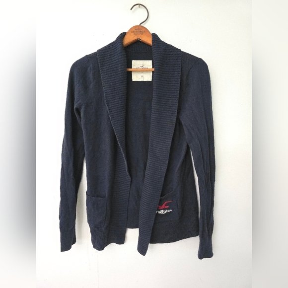 Hollister Sweaters - Hollister Sweater Womens Medium Navy Blue Pockets Mock Neck Preppy